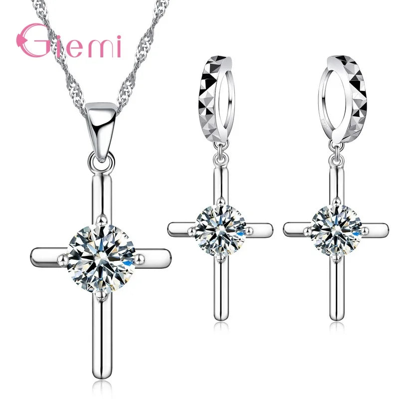 925 Silver Needle Jewelry Sets for Women Girls 34 Models Option Austrian Crystal Rhinestone Pearl Pendant Necklace Earrings