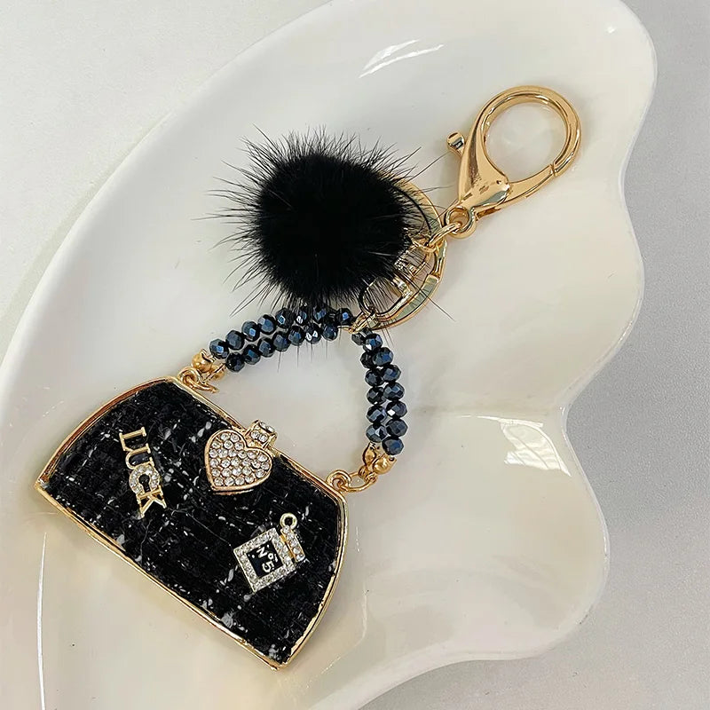 Metal Luxury Bag Keychain Leather Bag Shape Woman's High -end Charm Decoration Supports A Seal Leopard Leather Bag