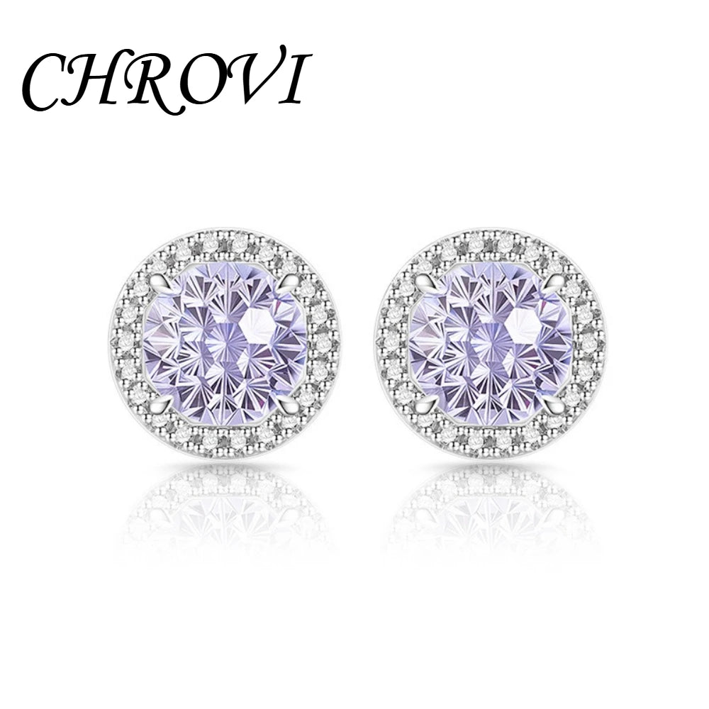 Exquisite 925 sterling silver gemstone-cut princess round earrings with ultra-shiny high-carat diamonds.