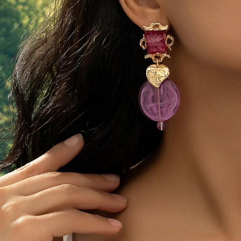 NISHIZAWA Vintage Earrings for Women Geometric Palace Style Elegant Jewelry Rhinestones Simple Fashion Aretes De Mujer
