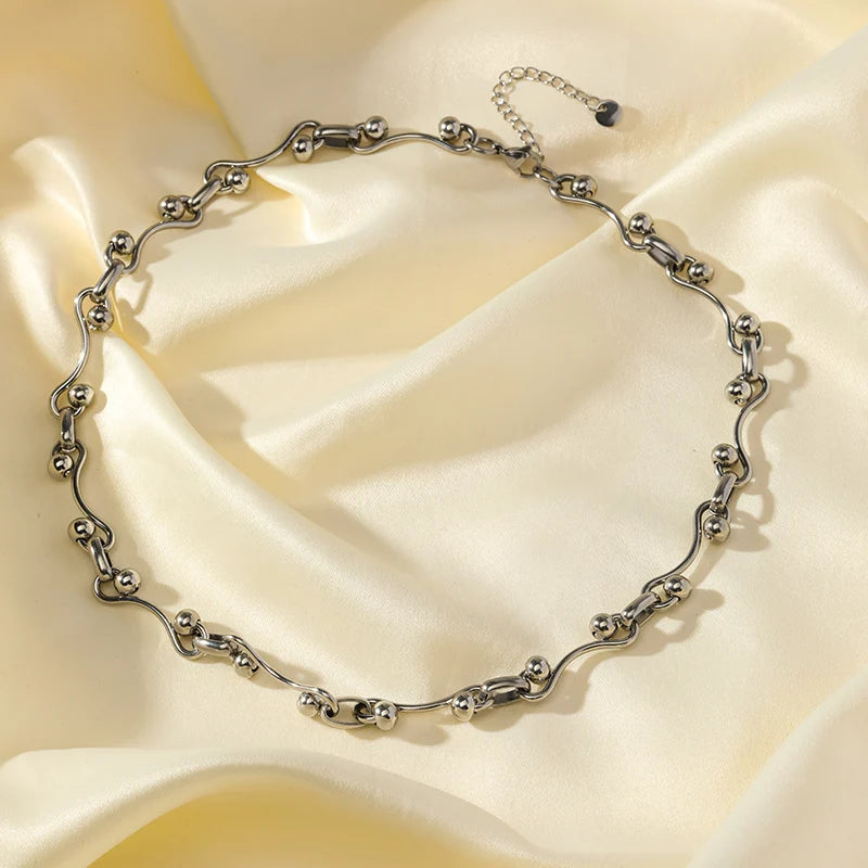EILIECK 316L Stainless Steel Chain Necklace New Metal Texture Silver Color Fashion Necklace Waterproof Jewelry Bijoux Femme Gift
