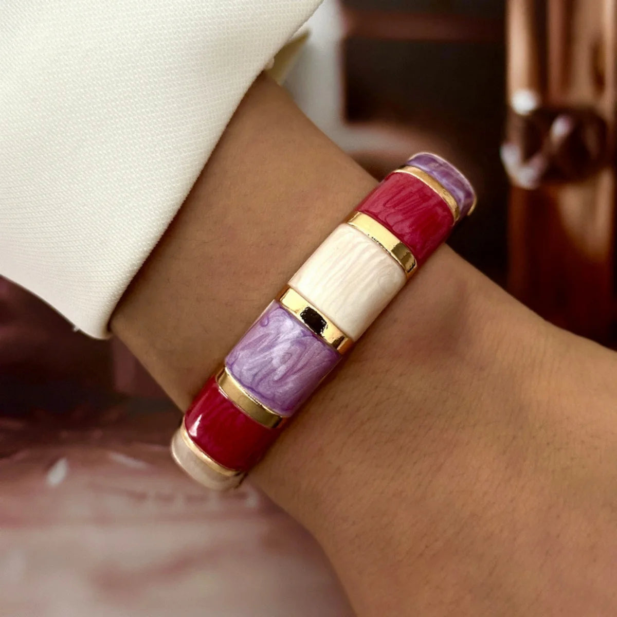 KMVEXO 10 Style Bohemian Colorful Enamel Open Cuff Bracelet For Women Irregular Geometric Metal Bangles Party Jewelry Gift
