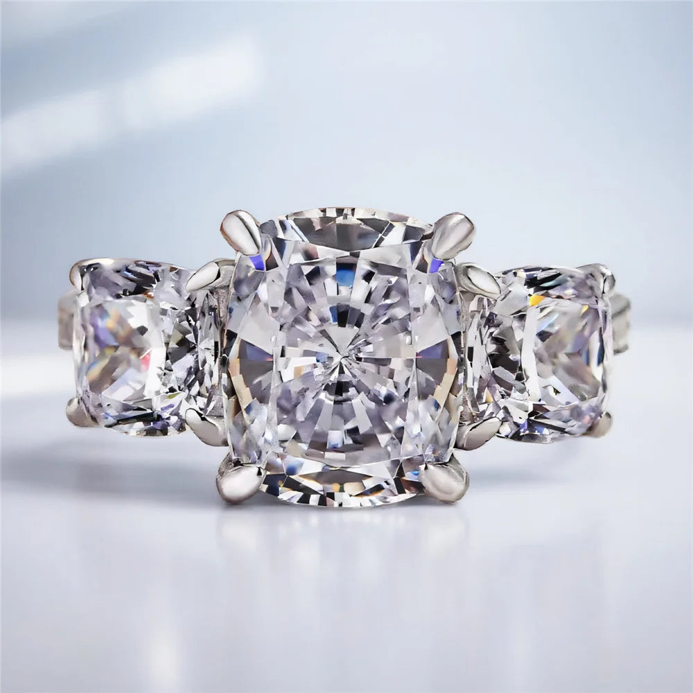 Luxury Female White Zircon Stone Silver Color Wedding Jewelry Promise Love Engagement Rings For Women