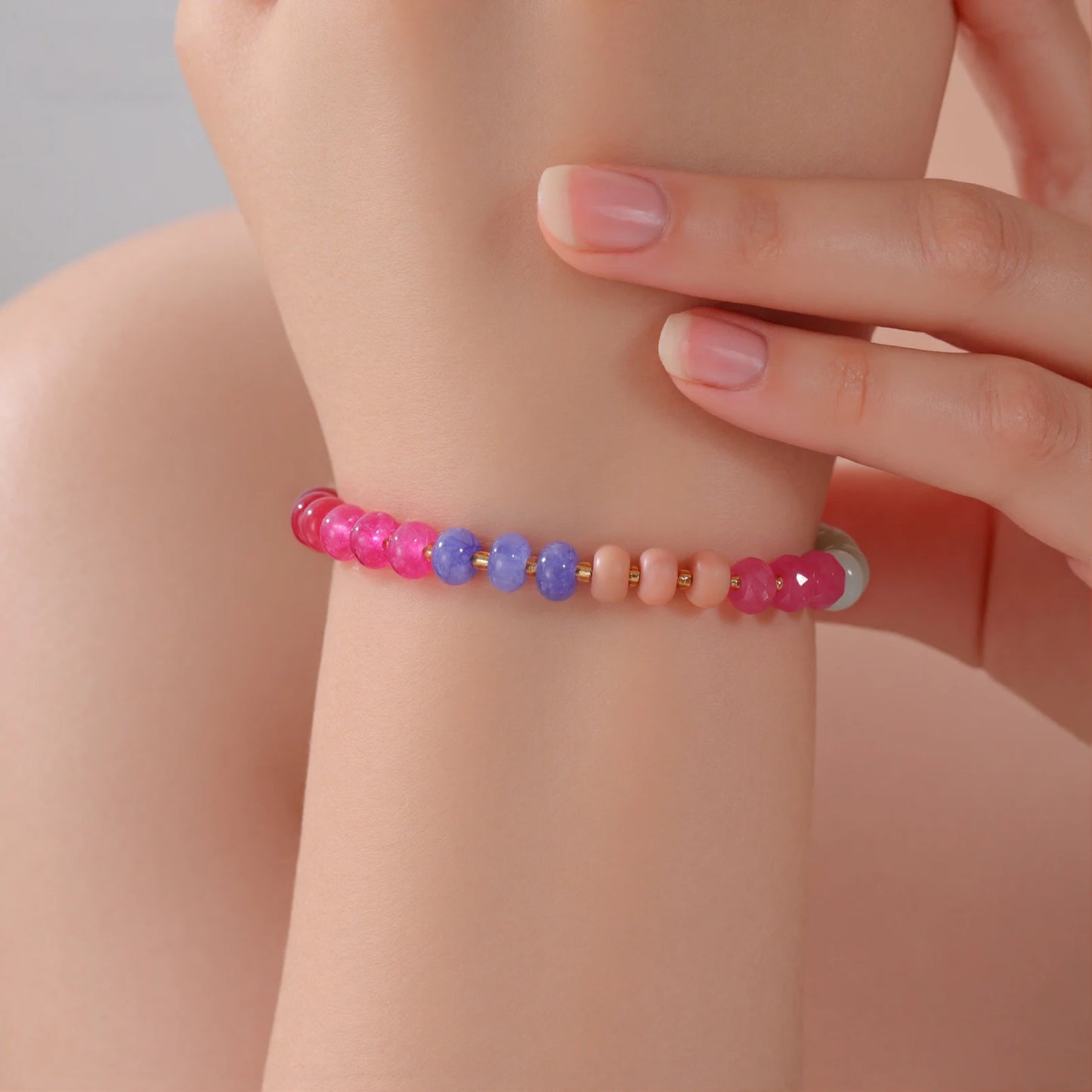 Delicate Colorful Natural Stone Bracelets For Women  Boho Beaded Bracelets Adjustable Chain Trendy Jewelry Gift Waterproof