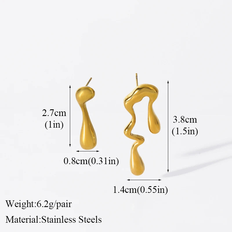 EILIECK 316L Stainless Steel Zircon Feather FOREVER Pendant Earrings For Women Fashion Ear Dangle Gold-Plated Jewelry Gift