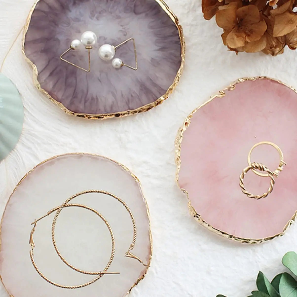 Resin Jewellery Dish Trinket Dish Small Decorative Plate Organizer Ring Dish Holder Keys Tray Key Bowl Gift for Mother Birthday