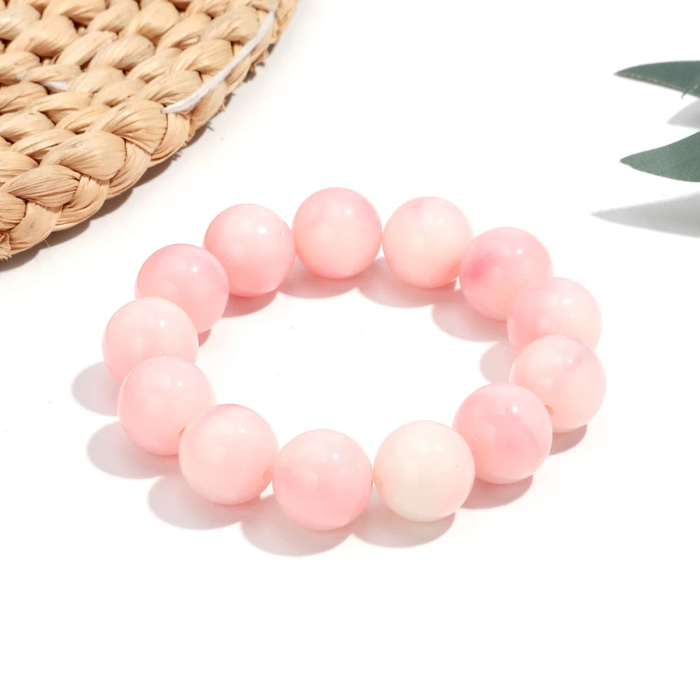 Bohemian Acrylic Colorful Marbled Elastic Round Beads Bracelets Trendy Geometric Stackable Bangle Bracelet Jewelry for woman