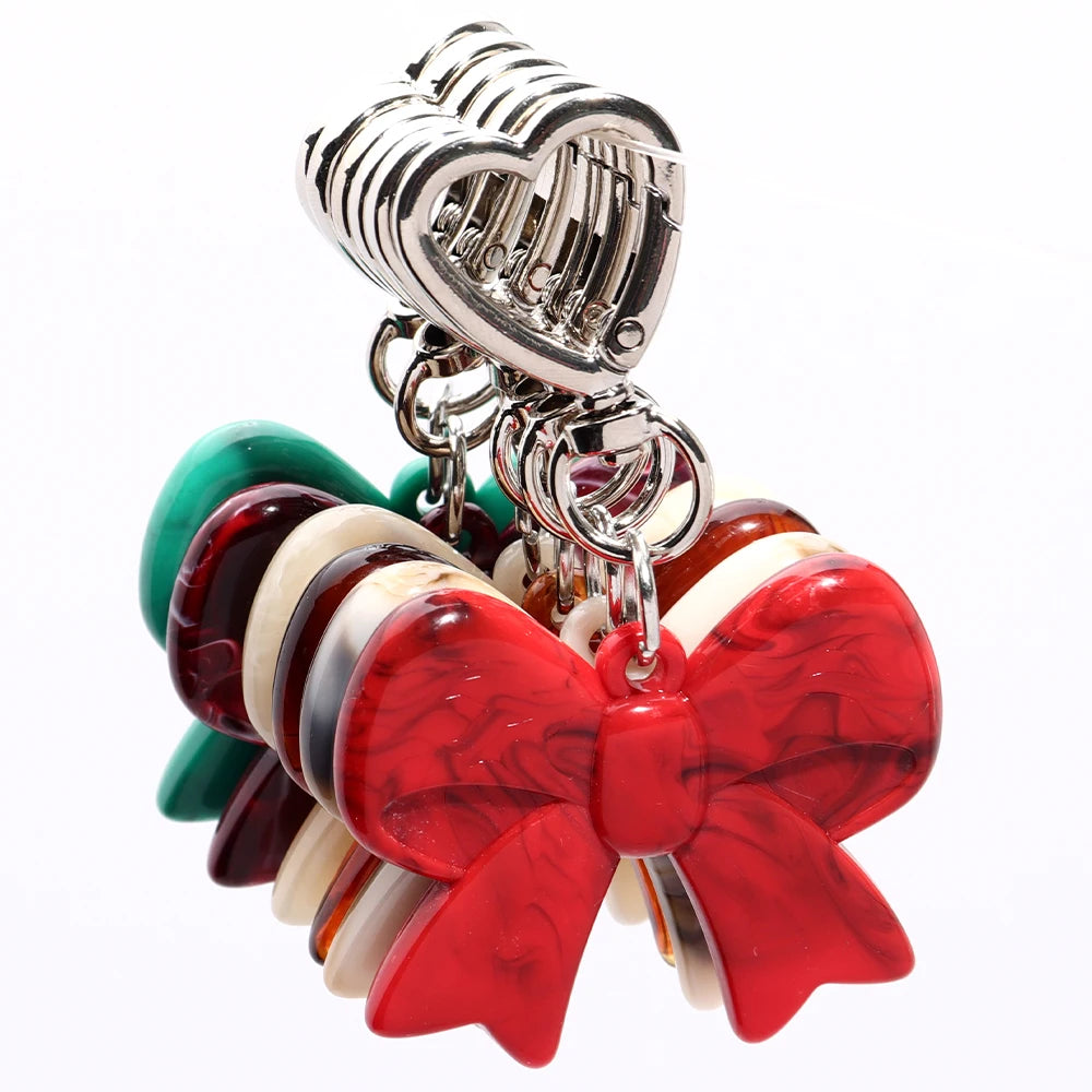 Trend Acrylic Colorful 3D Bowknot Keychains for Women Y2K Key Chain Bag Car Phone Pendant Accessories Gifts