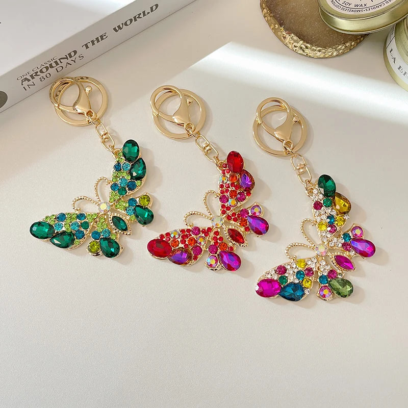 EASYA 2024 New Butterfly Keychain Collection Rhinestone Crystal Inlaid Car Pendant Handicrafts