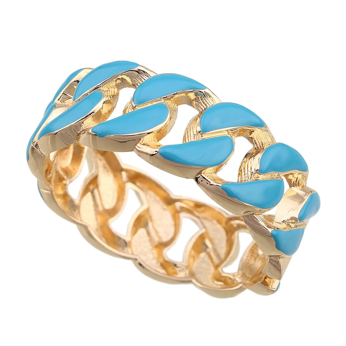 KMVEXO Irregular Geometric Cutting Blue Enamel Metal Wide Bangles for Women Summer Beach Distort Bracelet Pulseras Jewelry