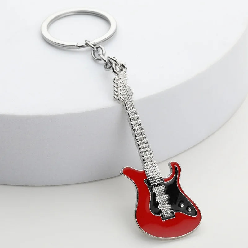 2024 New Guitar Keychain Band Concert Music Festival Souvenir Gift Handbag Schoolbag Pendant Bass Key Rings Wholesale