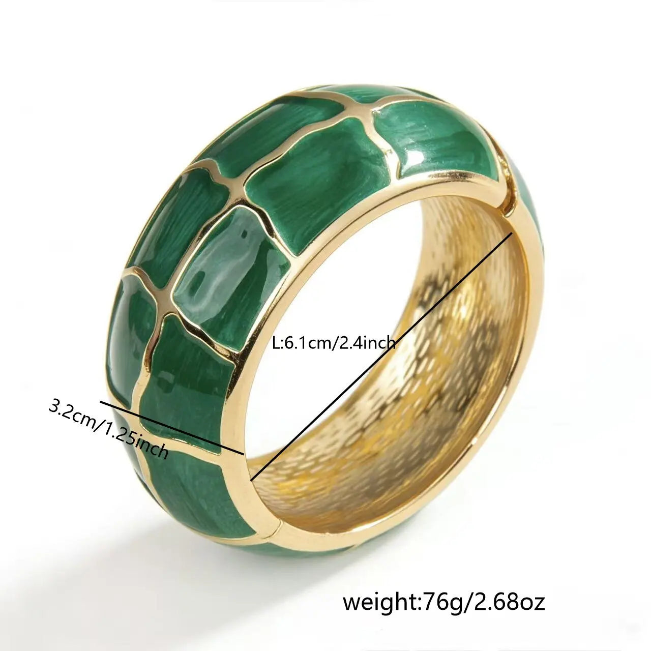 KMVEXO Vintage Exaggerated Green Drip Oil Irregular Grid Water Rhinestone Geometric Wide Bangle Chunky Cuff Bracelet Jewelry