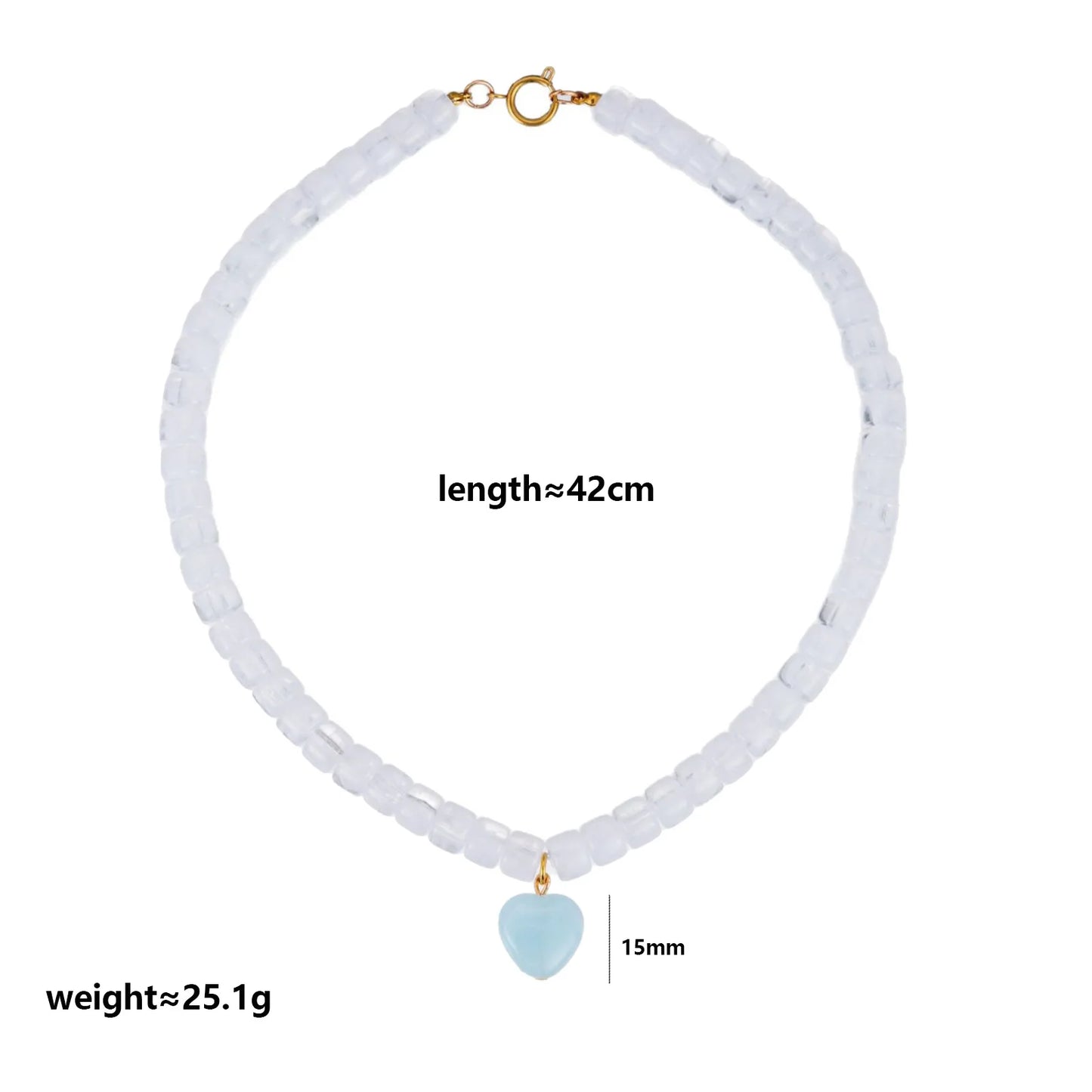 2026 European and American niche heart resin necklace handmade beaded fashion classic barrel bead DIY clavicle chain gift
