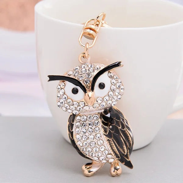 EASYA New Design Crystal Owl Keychain Full Rhinestone Key Ring Key Holders For Women Bag Accessories Cute Animal Car Key Chain