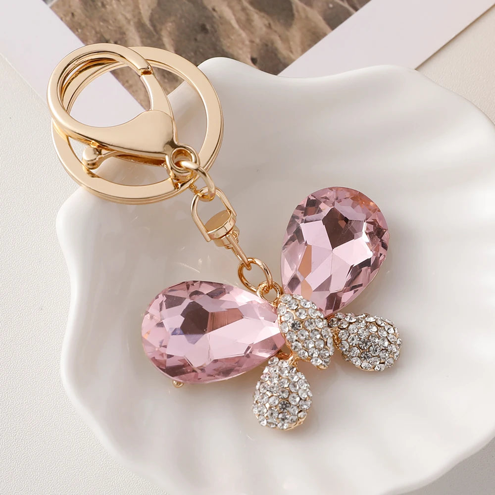 EASYA 2024 New Butterfly Keychain Collection Rhinestone Crystal Inlaid Car Pendant Handicrafts