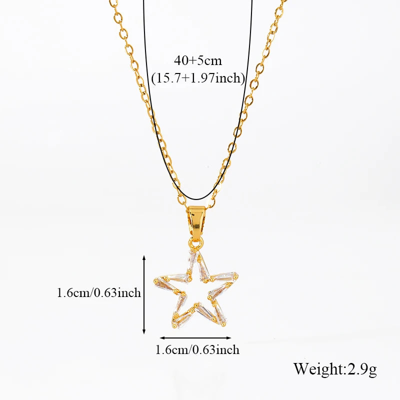 EILIECK 316L Stainless Steel Luxury Bling Zircon Moon Heart Pendant Necklace For Women 18K PVD Plated Neck Chain Jewelry Gift