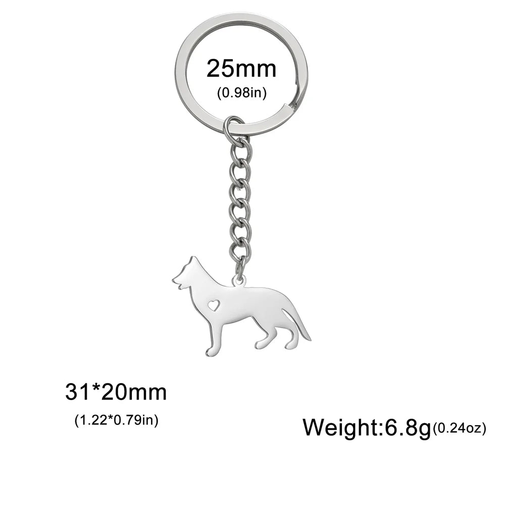 Cute Dog Samoye Keychain for Women Men Stainless Steel Dachshund Puppy Animal Lovers Key Ring for Car Backpack  Jewelry Gifts