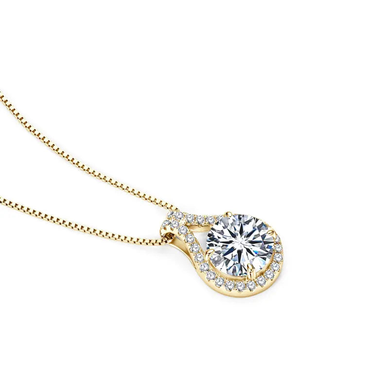 OXTAO Women's Real 925 Sterling Silver Water Drop Pendant 6.5mm 8mm 9mm D Color Moissanite Classic Necklaces Luxury Jewelry Gift