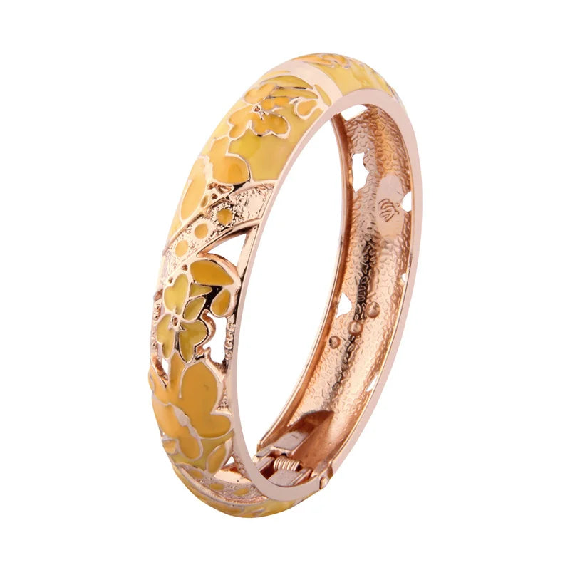 Enamel Bracelets For Women Bangle On Hand Floral Cloisonne Butterfly India African Jewelry Women's Hand Bracelets Designer Gifts
