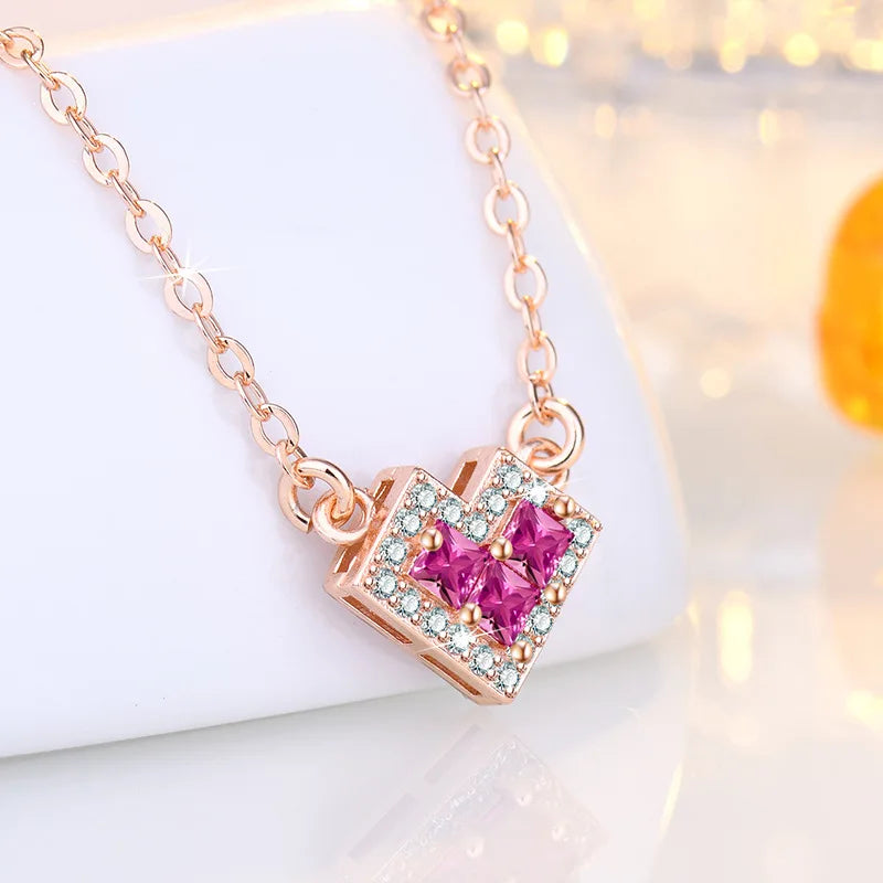 925 Sterling Silver Necklace Pendant Romance Heart Zircon High Quality For Woman Fashion Wedding Engagement Jewelry Gift