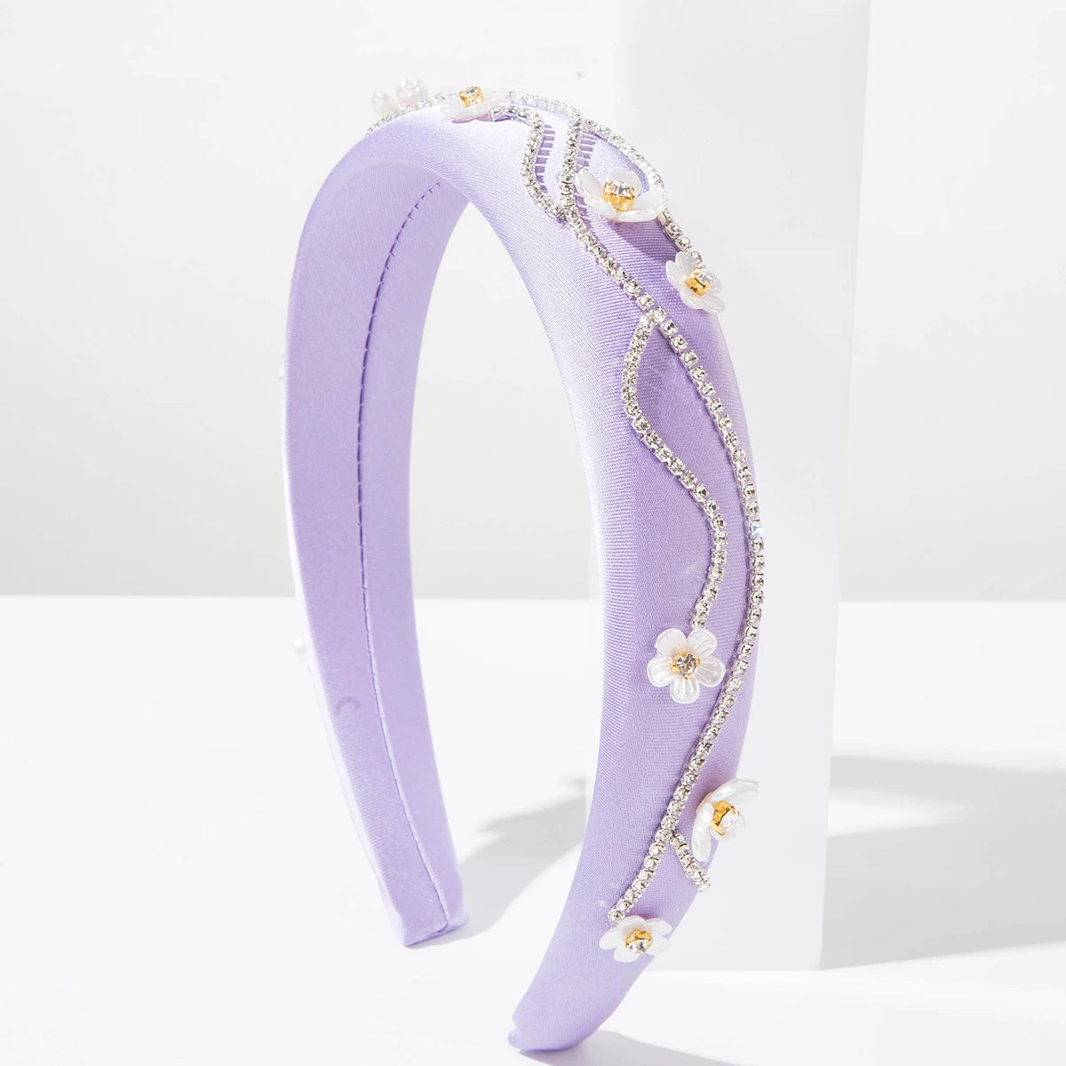 Korean Style Trendy Irregular Chain Diamond Inlaid Three-Dimensional Flower Wide Edge Hair Accessory, Niche Design Headwear