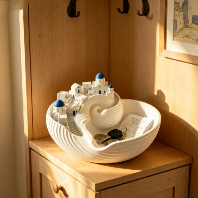 Santorini Coastal Style Conch Shell Storage Box Cute Key Jewelry Organizer Lovely Home Desktop Decor Ornament