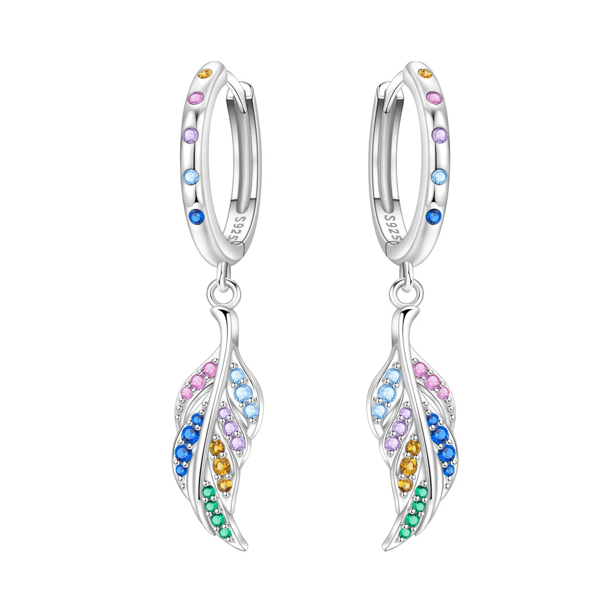 Orstarry 925 Sterling Silver Feather Lucky Symbol Drop Earrings Women Earrings Charm Fashion Versatile Party Jewelry Gifts