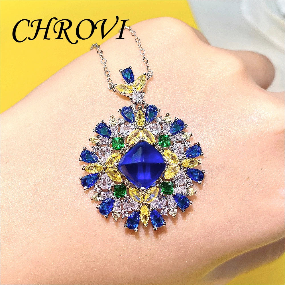 Exquisite 925 sterling silver new pendant necklace with gemstones, color-matched and eclectic style pendant for women
