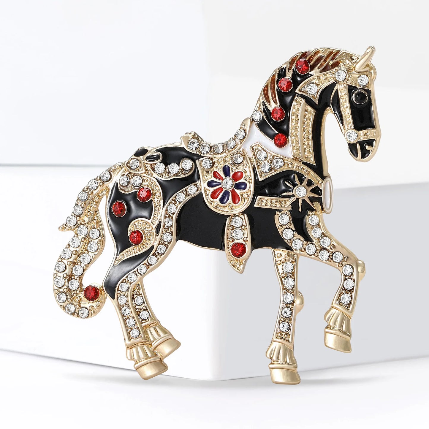 2025 NEW Christmas Horse Brooch French Romantic Tone Enamel Women's Bag Decoration Wedding Dress Hat Accessoriess