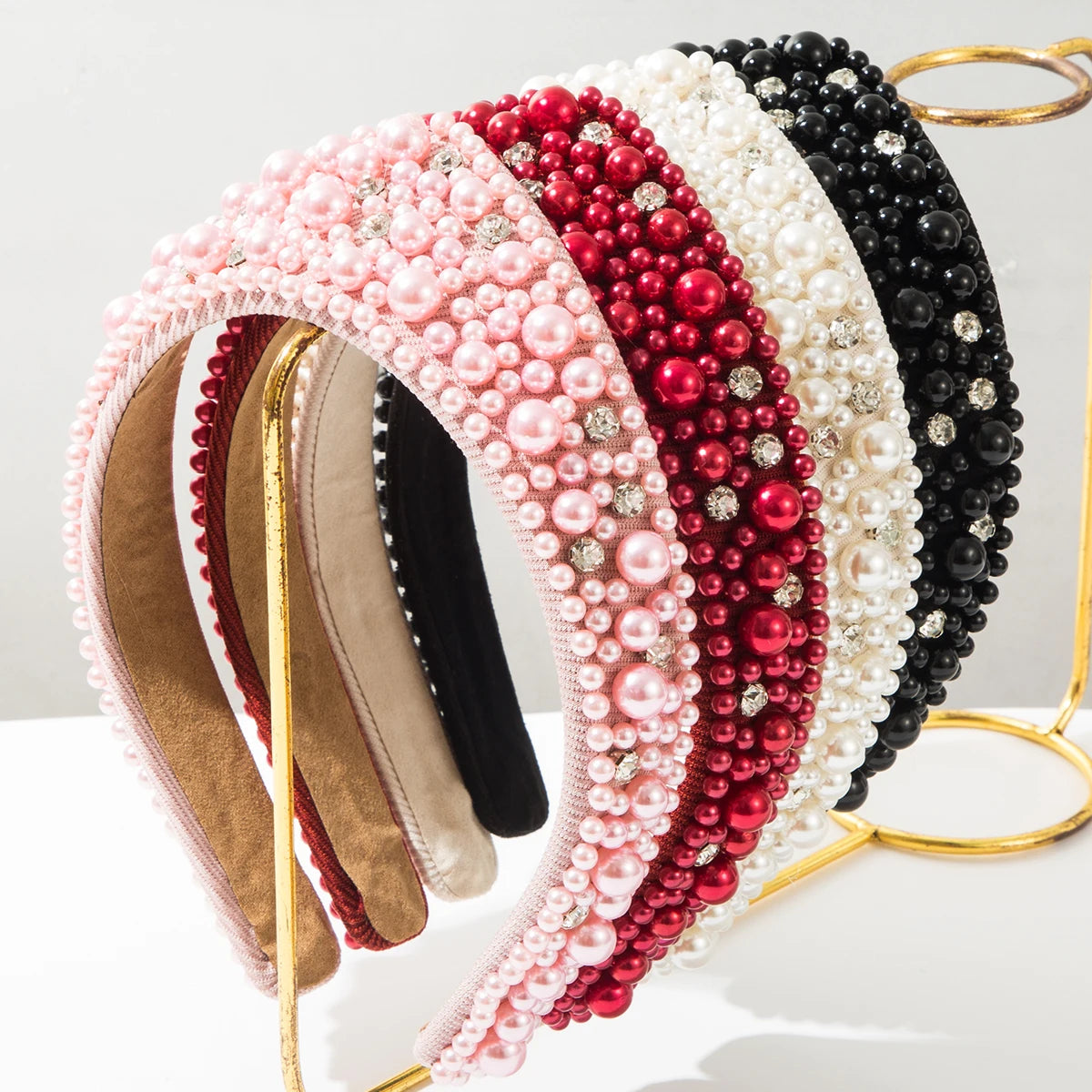 European And American Retro Diamond Studded Pearl Full Wide Edge High-End And Exquisite Headband