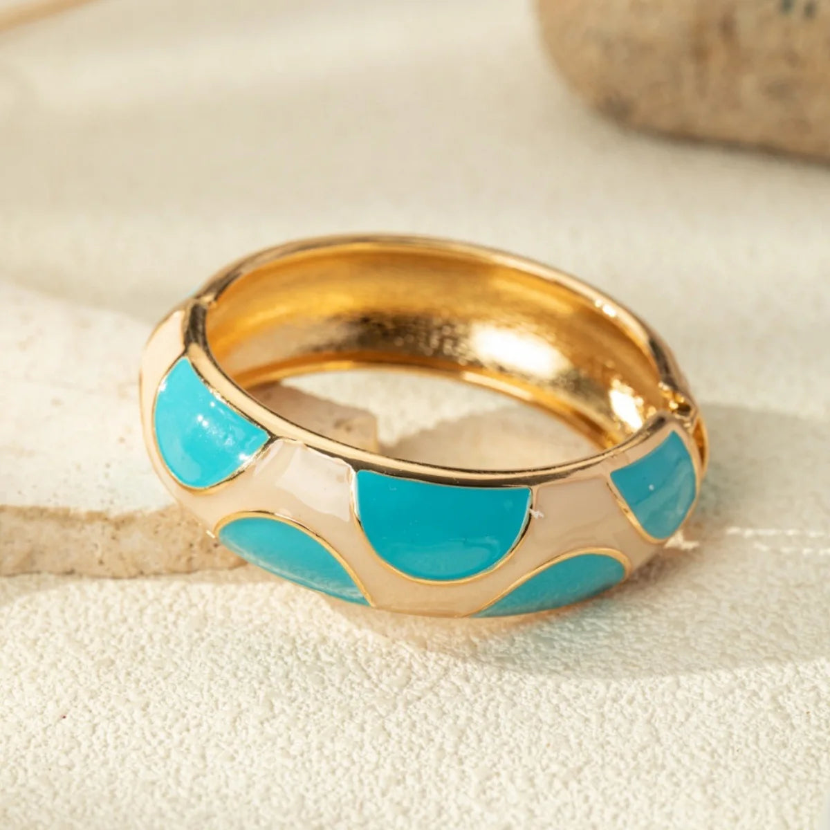 KMVEXO Bohemian Blue Enamel Cuff Bangles Geometric Irregular Gold Color Metal Wide Bracelet For Women Men Punk Pearl Jewelry