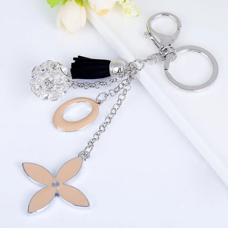 EASYA Love Clover Creative Gift Key Chain Alloy Rhinestone Key Chain Bag Pendant Women Handbag Charm Car Accessories Small Gift