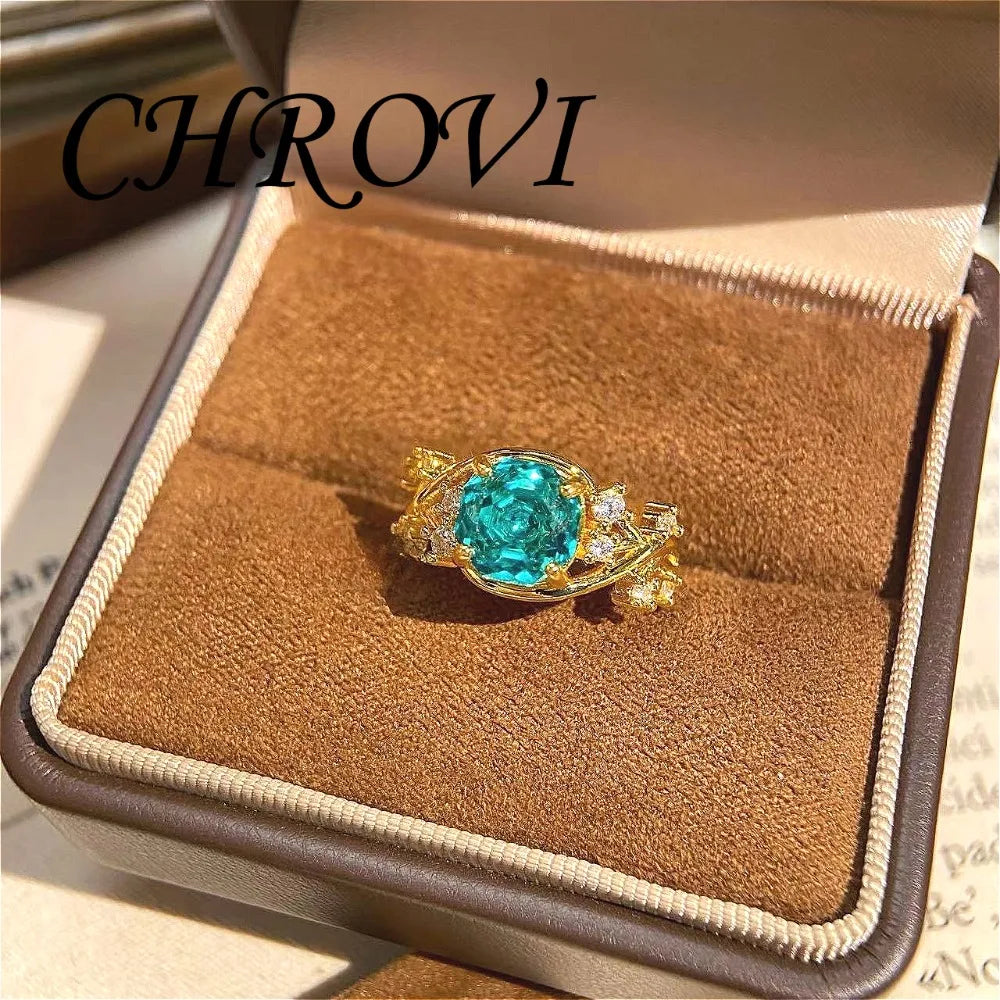 Exquisite 925 Sterling Silver Octagonal Millennium Rose Ring Gold-Plated Gemstone Engagement Ring for Women