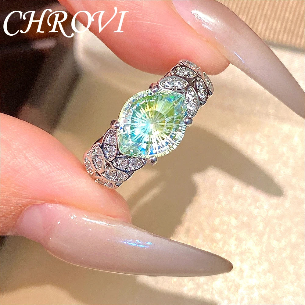 Luxury 925 Sterling Silver New Model Flashing Devil's Eye Ring High-End Fashion Micro-set Wheat-shaped Precious Gemstone Ring