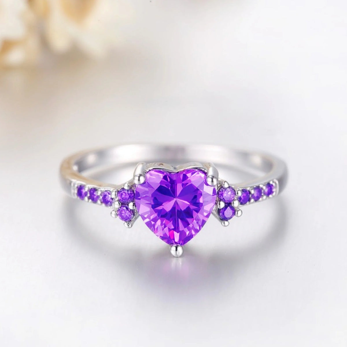 New 925 Sterling Silver Ring Heart 5A Zircon Shines Simplicity Fashion Exquisite For women Jewelry Wedding White gold plated