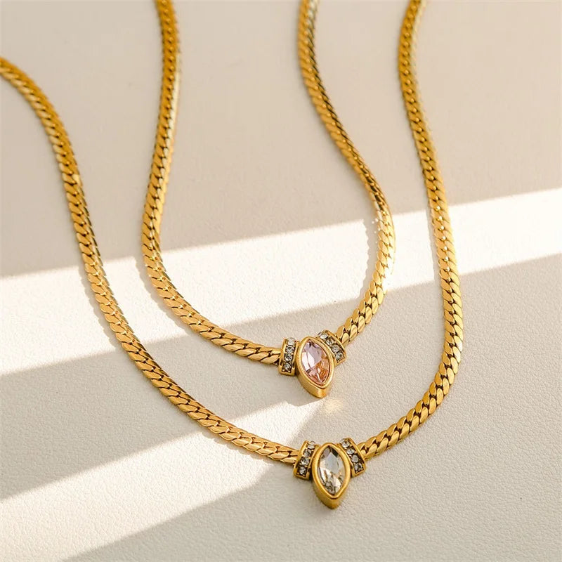 EILIECK 316L Stainless Steel Heart Chokers Necklace For Women New Fashion Collar Neck Chain Waterproof Gold Color Jewelry Gift