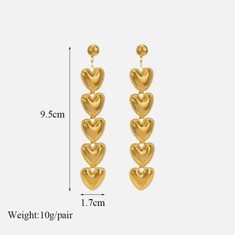 EILIECK 316L Stainless Steel Zircon Feather FOREVER Pendant Earrings For Women Fashion Ear Dangle Gold-Plated Jewelry Gift