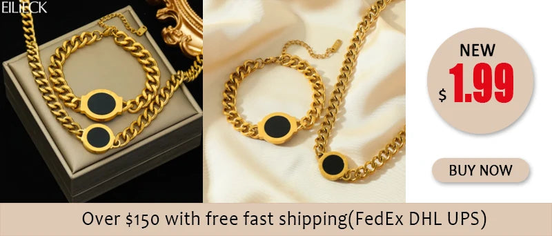 EILIECK 316L Stainless Steel Pearl Chain Necklace Bracelet Set For Women Fashion Waterproof Silver Color Jewelry Set Gift Party