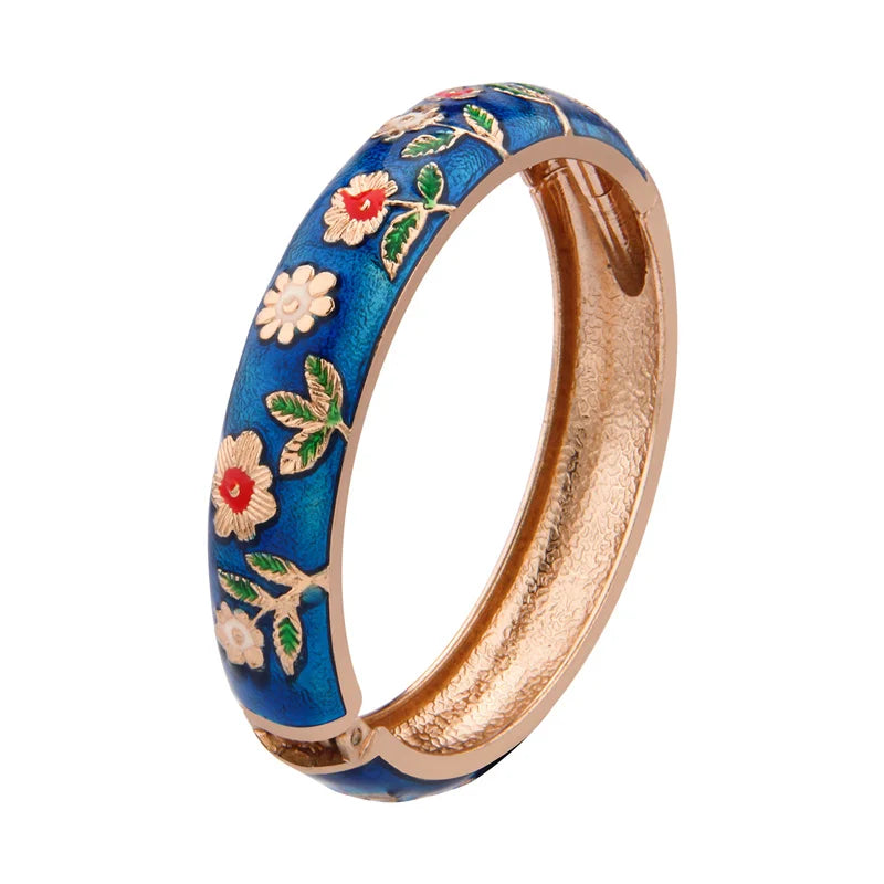 Enamel Bracelets For Women Wide Bangles On Hand Hawaiian India Cloisonne African Jewelry Women's Hand Bracelets Designer Gifts