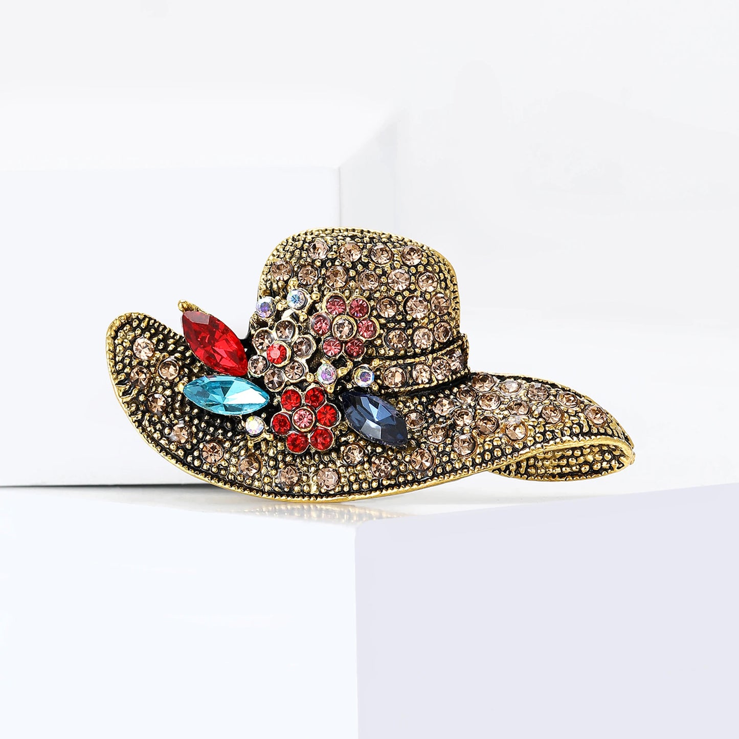 Luxury Rhinestone Sun Hat Brooches for Women Unisex Clothing Pins Necklace Event Party Backpack Fashion New Yea Gifts Decoration