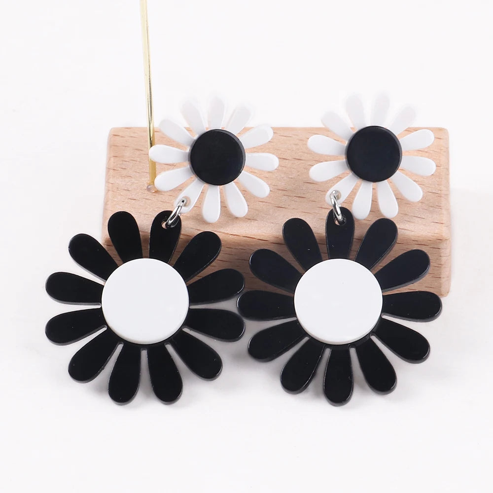 FishSheep Korean Cute Acrylic Flower Earrings for Women Trendy Geometric Daisy Pendant Drop Earrings 2022 Fashion Jewelry Gifts