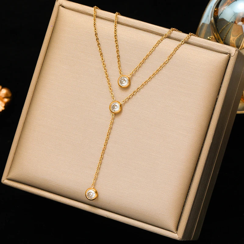 EILIECK Women's Retro Star Moon Pendant Necklace 18K Gold PVD Plated Stainless Steel Waterproof Layered Neck Chain Daily Jewelry