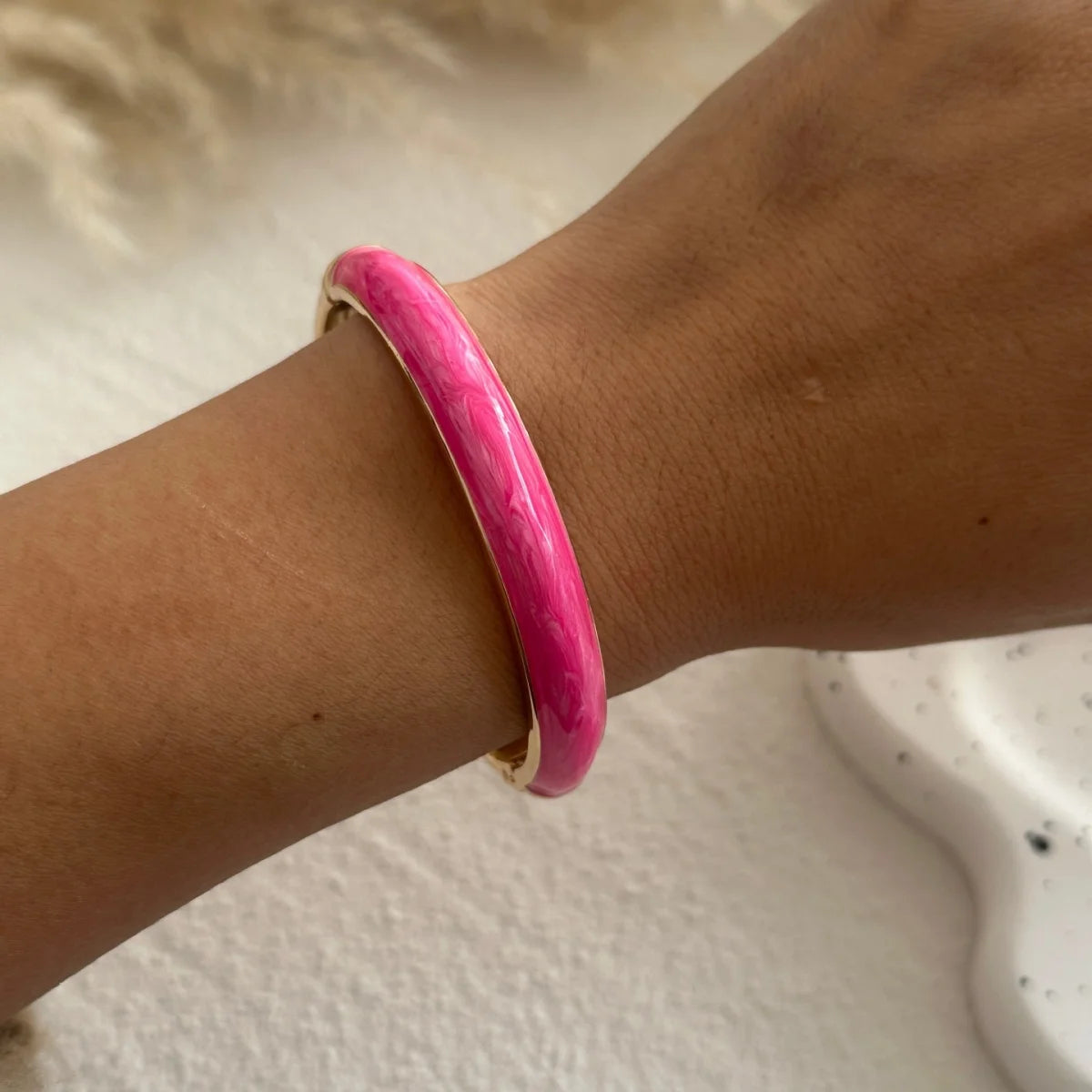 KMVEXO Dopamine Color Blocked Bangles Creative Design Fashionable Temperament Drip Oil Imitate Enamel Bracelet Women Jewelry