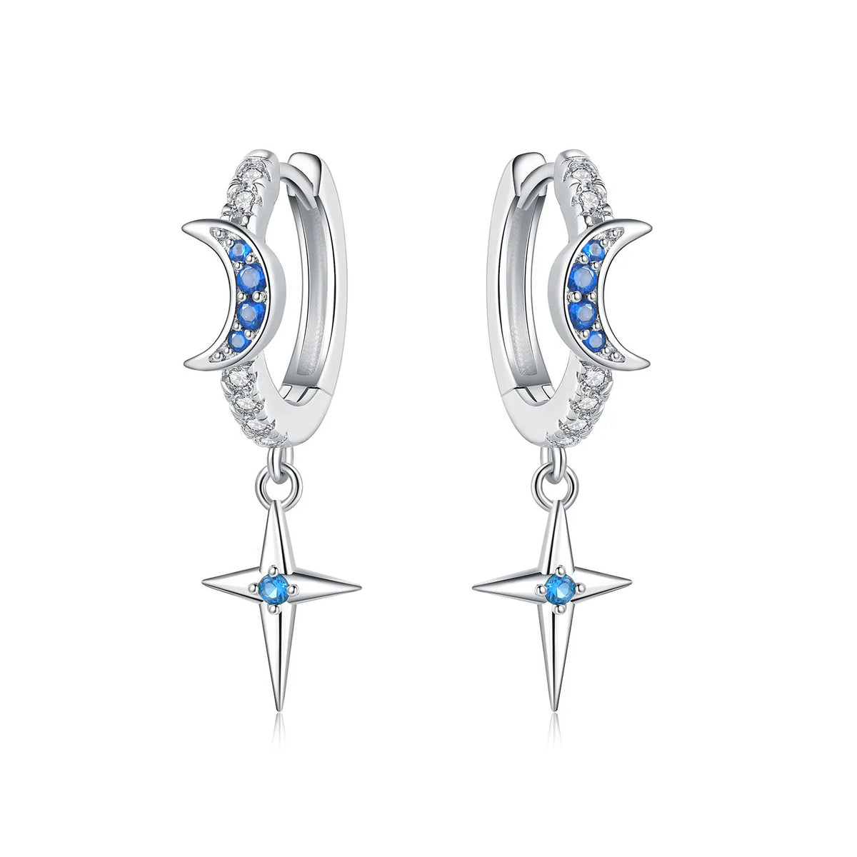 Orstarry 925 Sterling Silver Sparkling Blue Star Planet Drop Earrings Women Earrings Charm Trend Versatile Party Jewelry Gifts