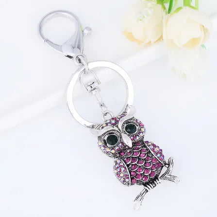 EASYA New Design Crystal Owl Keychain Full Rhinestone Key Ring Key Holders For Women Bag Accessories Cute Animal Car Key Chain
