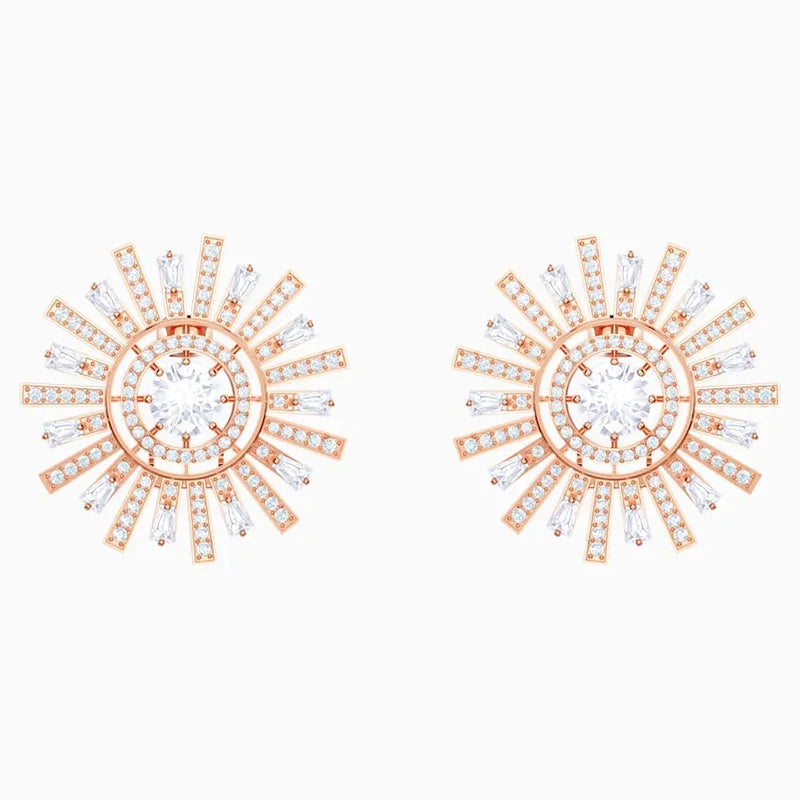 2026 New Trend Original Luxury Crystal Set Charm Yellow Pink Blue Flower Crystal Pendant Fashion Necklace Earring Gift for Women