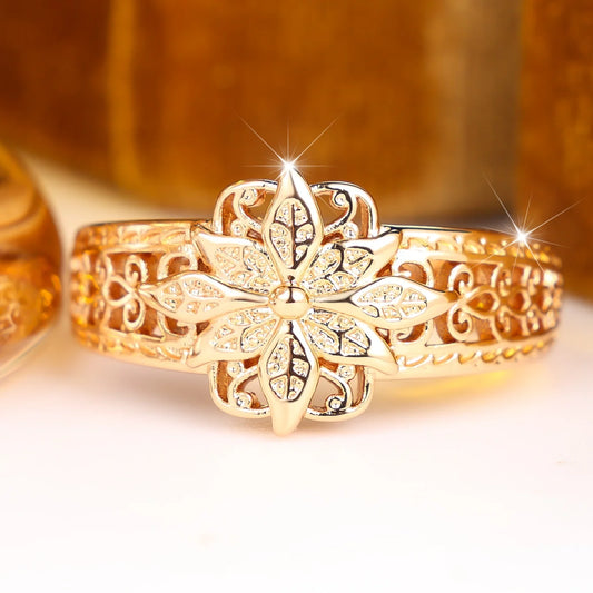 Small Round Charm Female Metal Finger Fashion Ring Vintage Gold Color Wedding Band Bridal Jewelry For Women