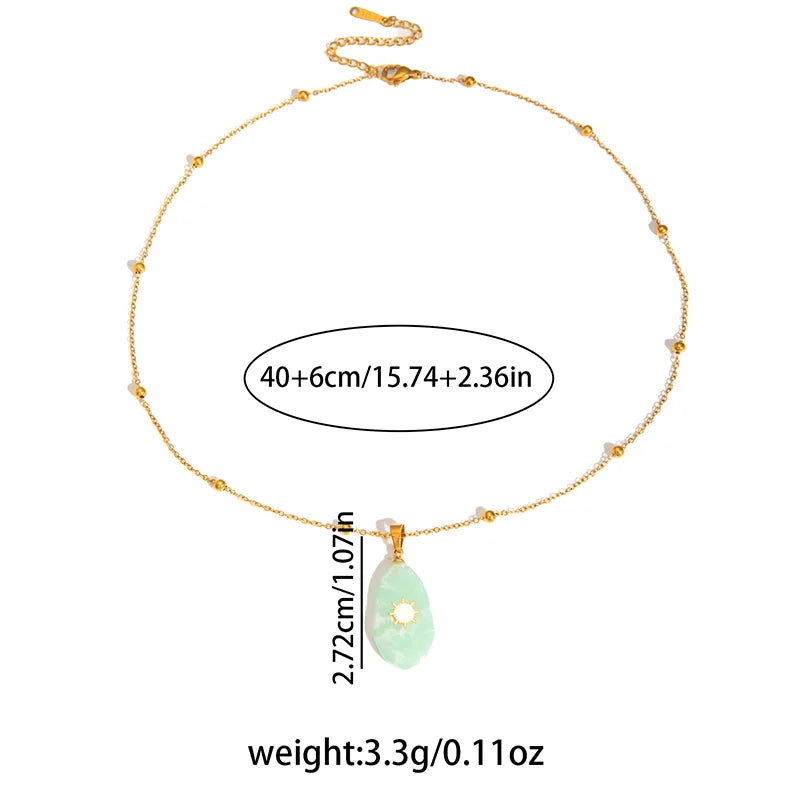ANENJERY 316L Stainless Steel Geometry Stone Star Sun Cross Necklace For Women Vintage Fashion Niche Lady Jewelry Gift Wholesale