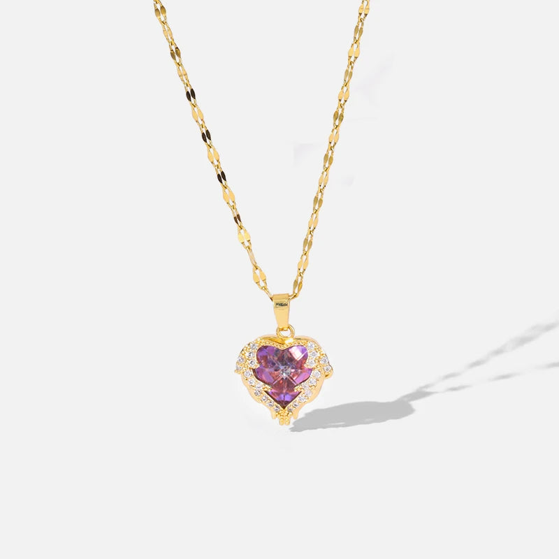 EILIECK 316L Stainless Steel Chain Love Heart Pendant Fot Women Shiny Necklace Wedding Jewelry Gifts Fashion Necklace for Girls