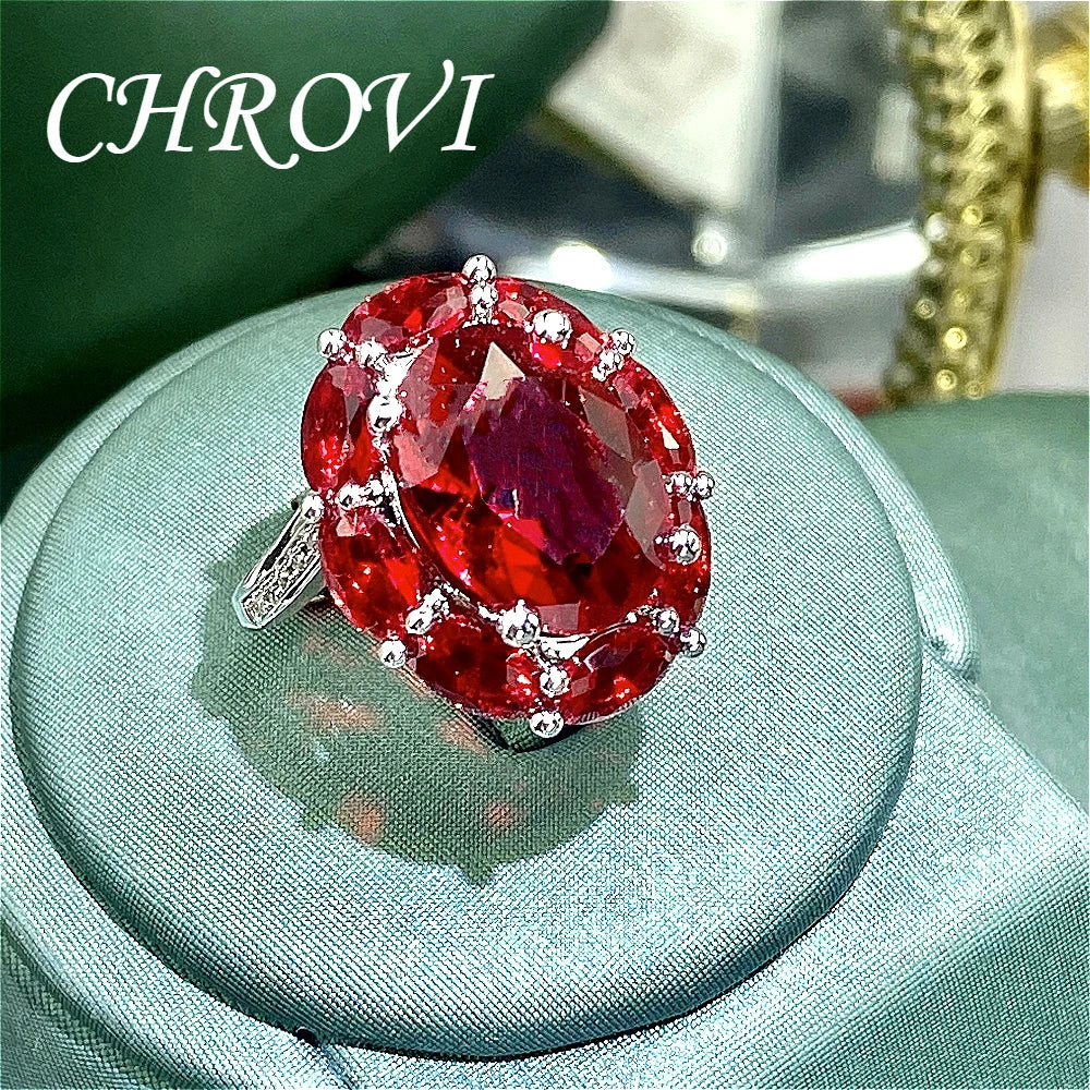New luxury 925 pure silver gemstone yellow diamond high-carat carbonated ring - creative red large-carat engagement women's ring